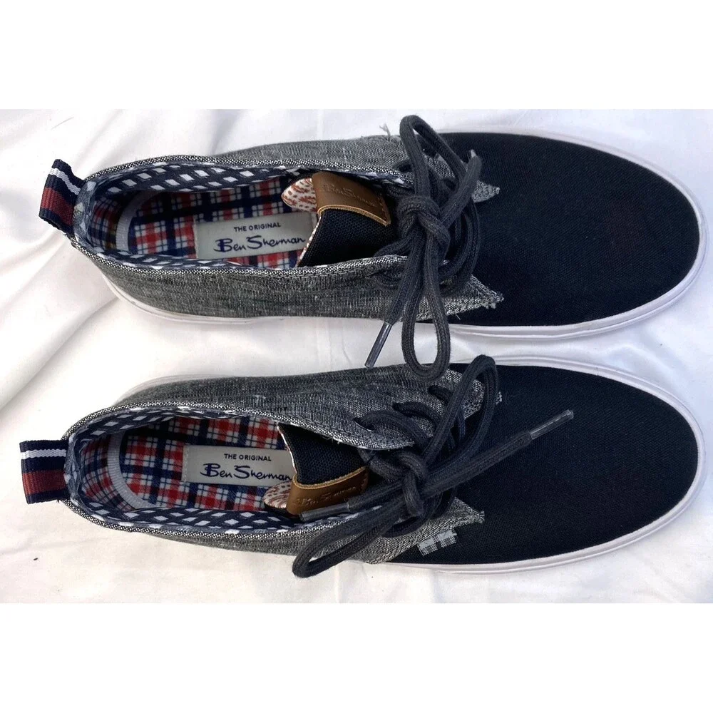 Ben Sherman The Original Men's Sz 8 Sneaker Canvas Grey/Black Colorblock 3/4 Top
